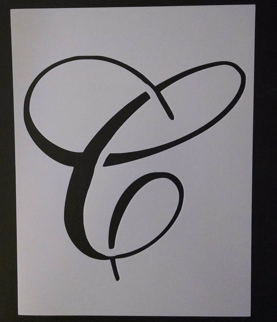 Big Script Cursive Letter C - Stencil