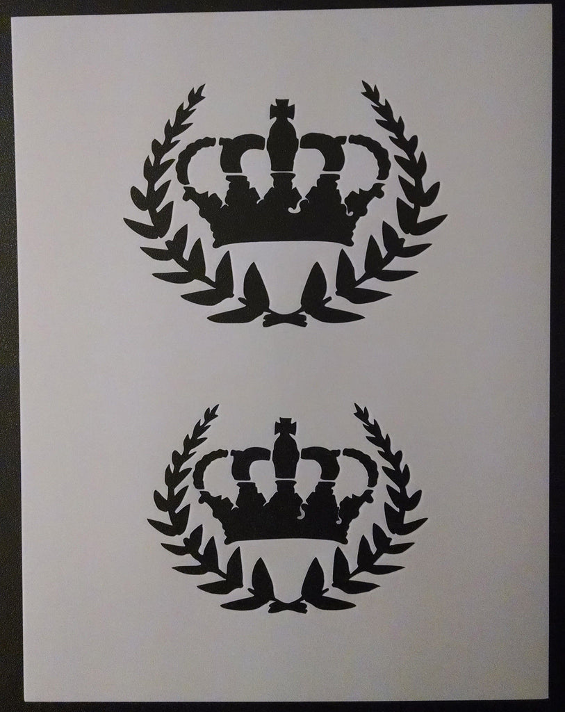 French Leaves with Crown Decor - Stencil