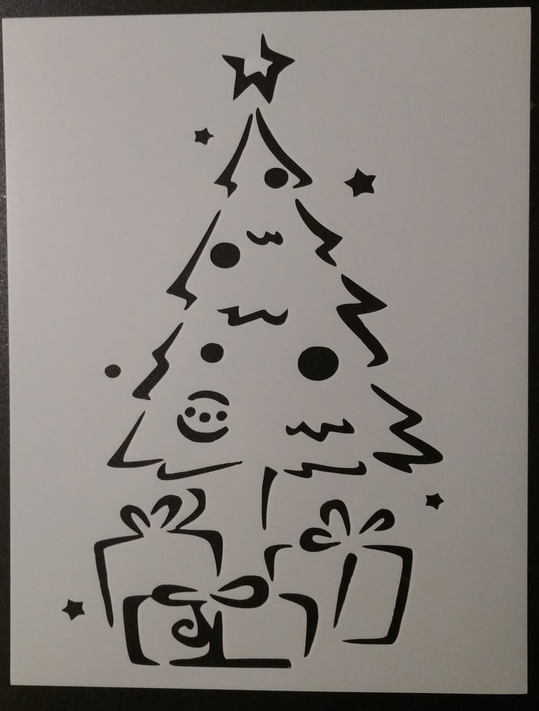 Christmas Tree with Gifts / Presents - 8.5" x 11" Stencil