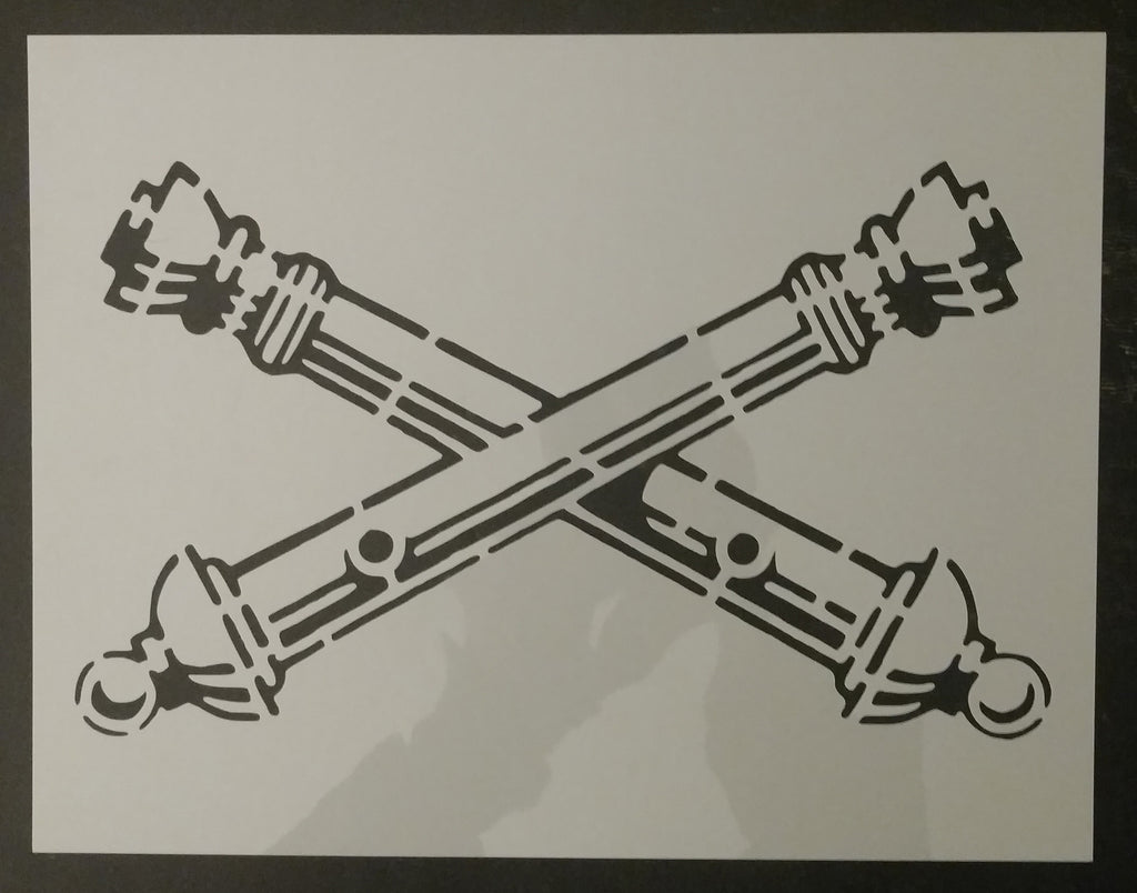 Crossed Cannons Field Artillery Custom Stencil