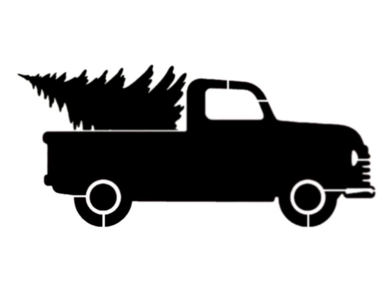 Truck Hauling Christmas Tree Custom Stencil