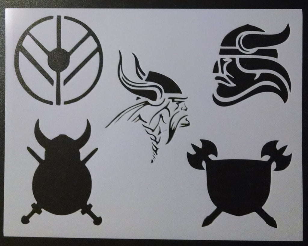 Viking Heads and Shields - Stencil