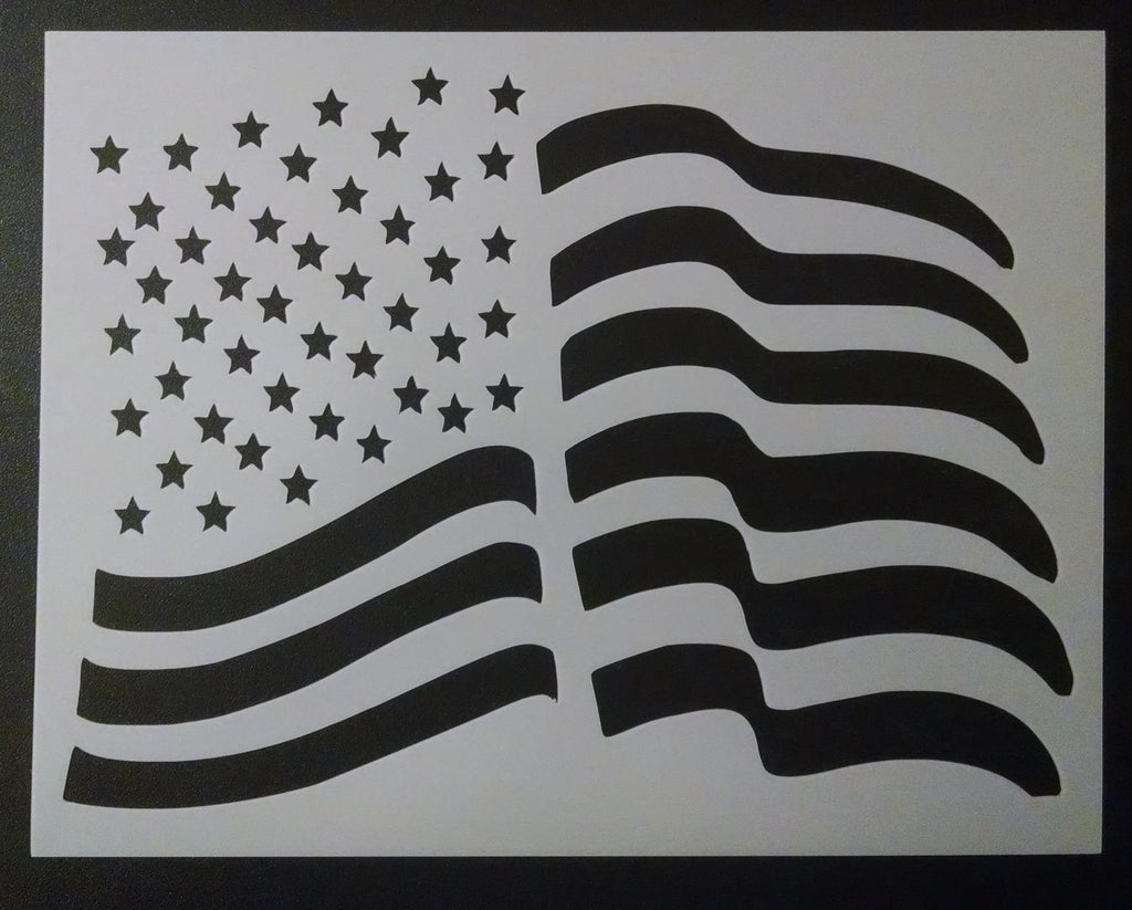 US American Waving Flag - Stencil