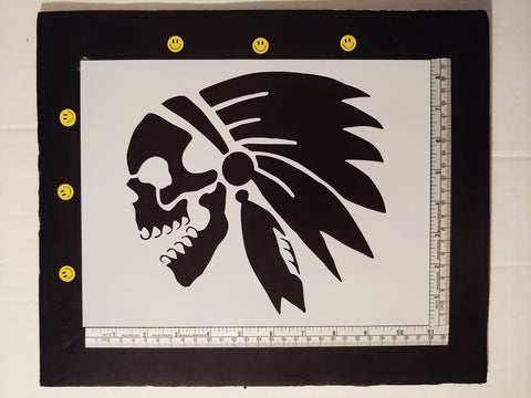 Biker Indian Chief Skull 11" x 8.5" Custom Stencil FREE SHIPPING