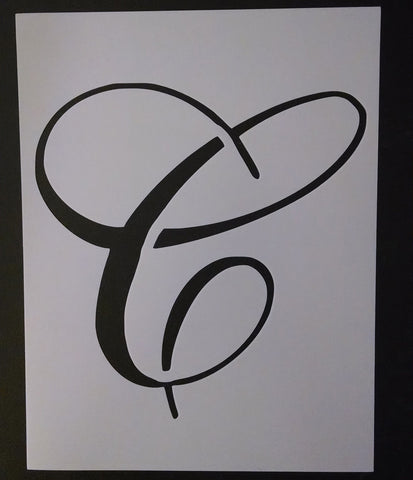 Big Script Cursive Letter C - Stencil