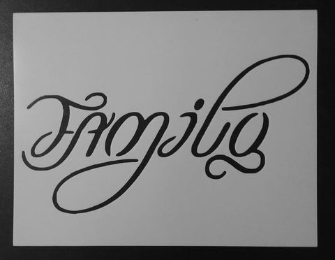 "One Love" / "Family" AMBIGRAM - Stencil