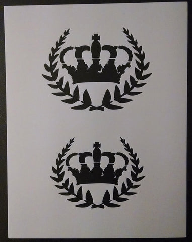 French Leaves with Crown Decor - Stencil