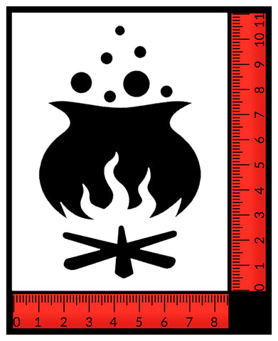 Witch Cauldron Bubbling Fire Halloween Pumpkin Carving Craft Stencil 8.5" x 11"