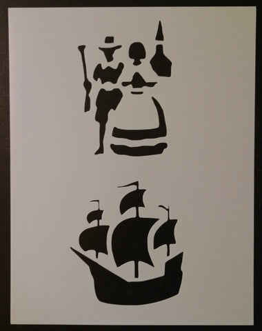 Pilgrim Pilgrims Mayflower Boat Thanksgiving Custom Stencil