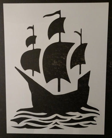 Mayflower Boat Ship Sailing Sail On The Sea Custom Stencil