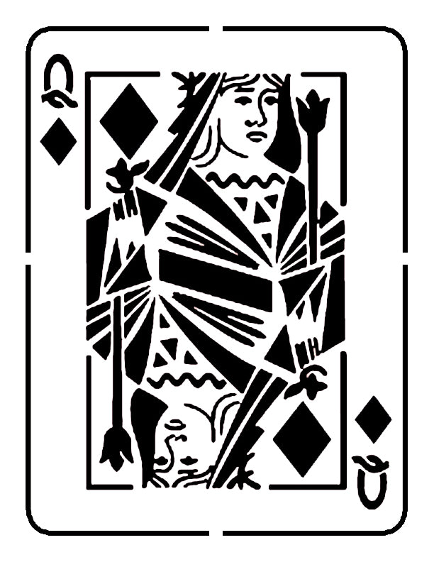 Queen of Diamonds Playing Card - Stencil