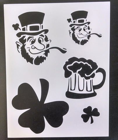 Shamrock St. Patricks Day Leprechaun Beer - Stencil