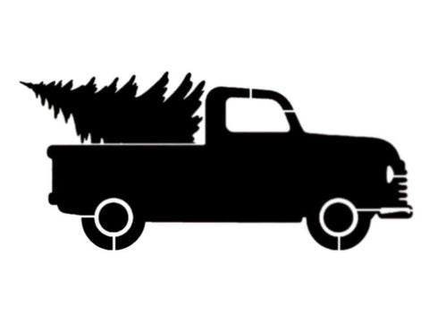 Truck Hauling Christmas Tree Custom Stencil