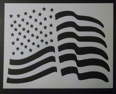 US American Waving Flag - Stencil
